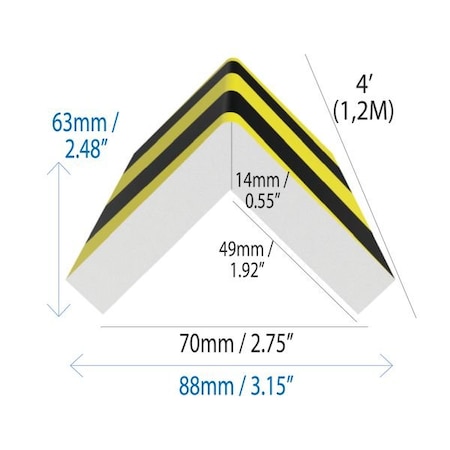 Ergomat XLarge Square Corner Bumper Black/Yellow Hazard XLSCB120-BK/Y